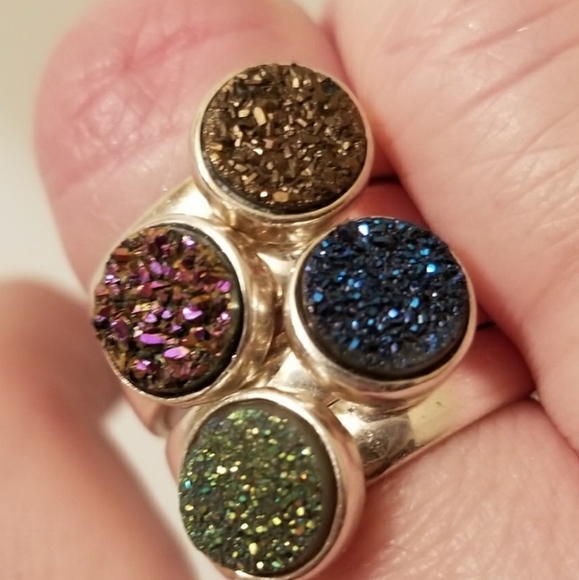 Druzy Quartz & Sterling Silver ring - Picture 4 of 11